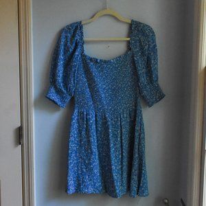 Reformation Elle Dress (Smocked Minidress), Blue floral, size 8